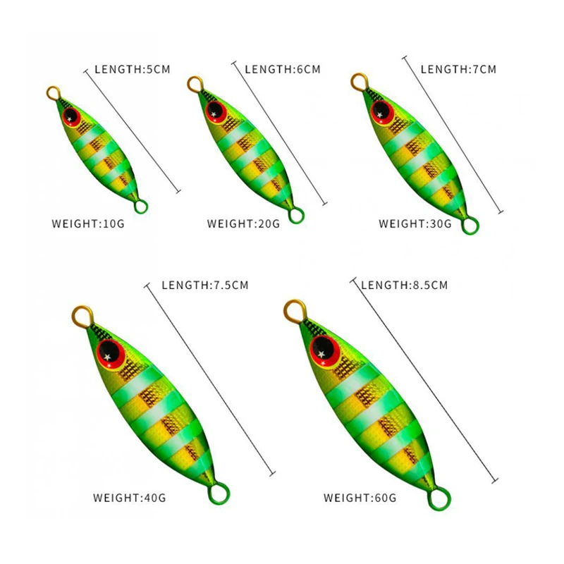 Señuelo de plantilla lenta de Metal, cebo biónico Artificial duro, 30g, 40g, 60g, señuelo de Jigging, plantilla de bajo de atún, señuelos hundidos para barco de mar, pesca Inchiku - imagen 5