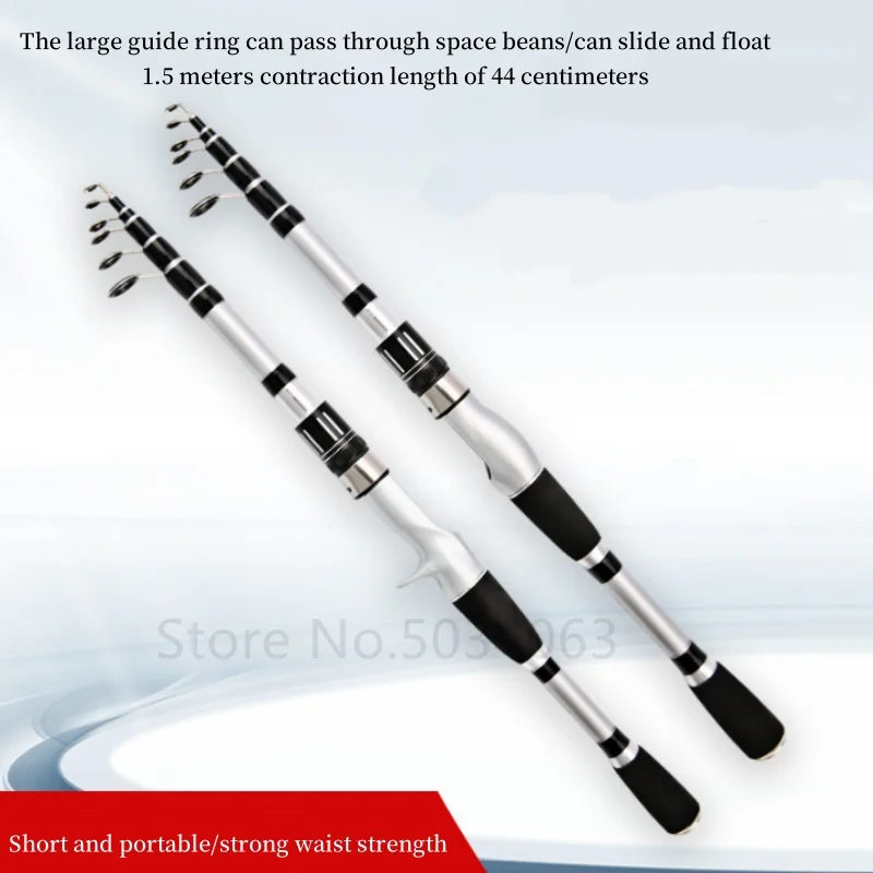 Carrete de caña de pescar telescópica de 1,5/1,8/2,1/2,4 M, Combo de caña de fibra de carbono, carrete giratorio para Baitcasting, equipo de Pesca, señuelo de Pesca - imagen 4