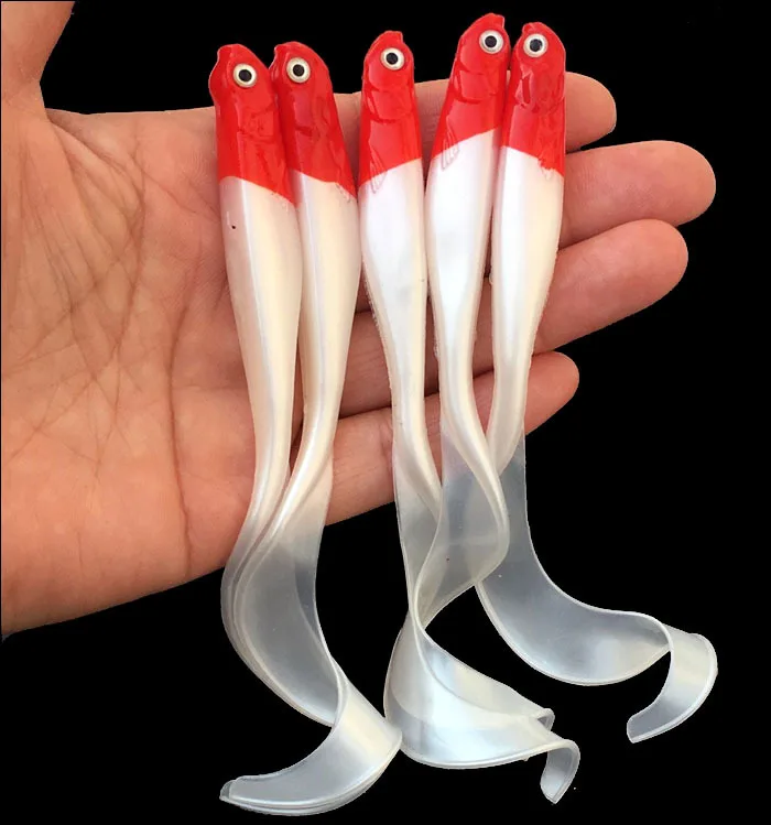 Señuelo de pesca cebo blando 6,5g 10,5 cm cola única larva cebo de pescado Artificial pesca nocturna brillo luminoso lote 5 piezas - imagen 3