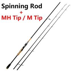 Caña spinning baitcasting M/MH fibra carbono ultraligera trucha carpa