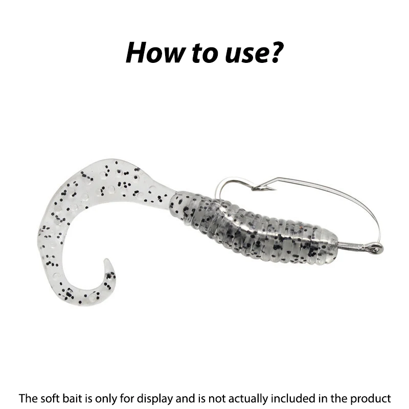 Anzuelo de pesca sin púas, aparejo loco para señuelo de gusano suave, accesorios de aparejos de pesca de lubina, 10 Uds./lote - imagen 3