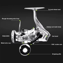 Rueda giratoria, carrete de alambre de metal, carrete de pesca giratorio, relación de engranaje 5,2/1, carrete de pesca universal para agua dulce y salada