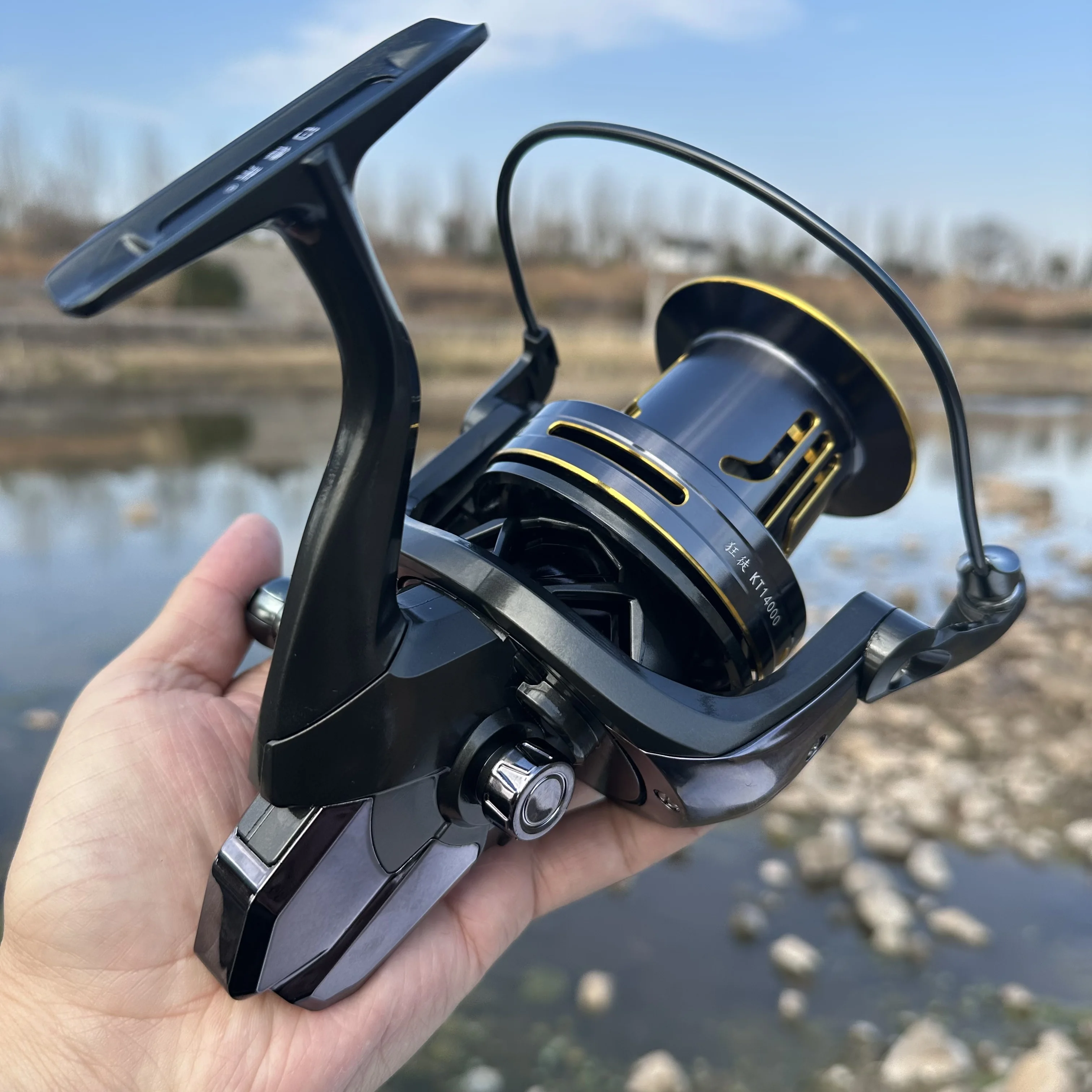 Carrete de pesca giratorio de gran capacidad, potencia de arrastre de 25KG, rueda de Jigging de agua salada de fundición larga, serie 9000/12000/14000 para todas las aguas - imagen 4