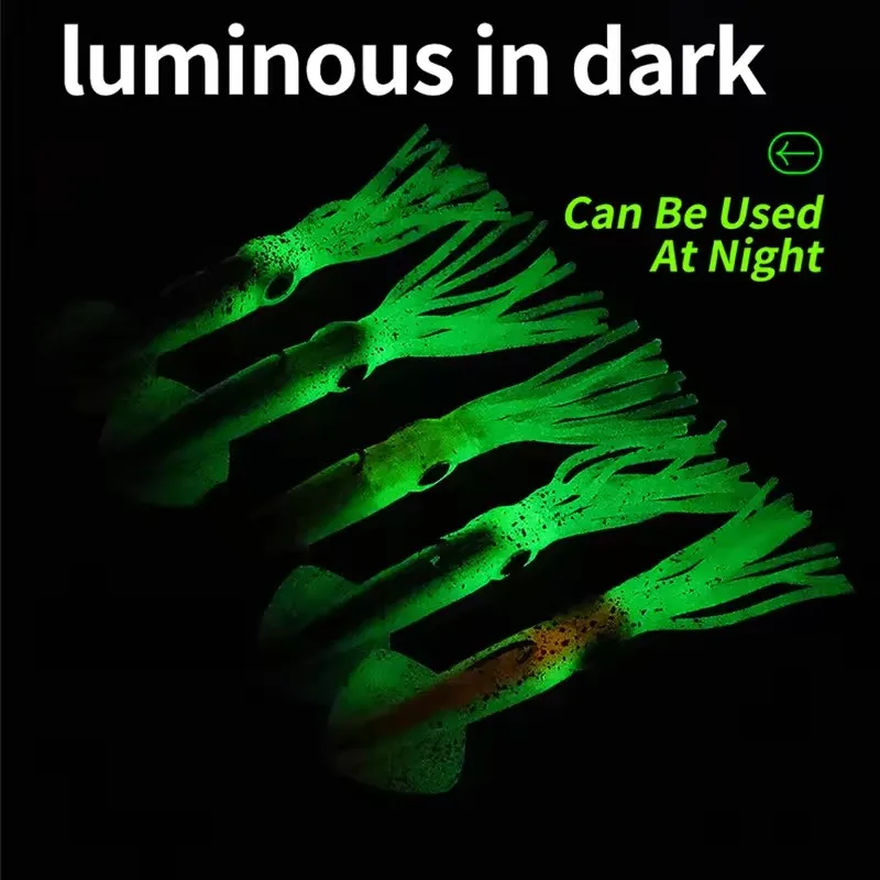 WEIHE 14cm 36g 5 colores señuelo de calamar suave artificial señuelo de pesca suave cebo de pulpo de PVC con plomo dentro de brillo de calamar con efecto UV - imagen 5