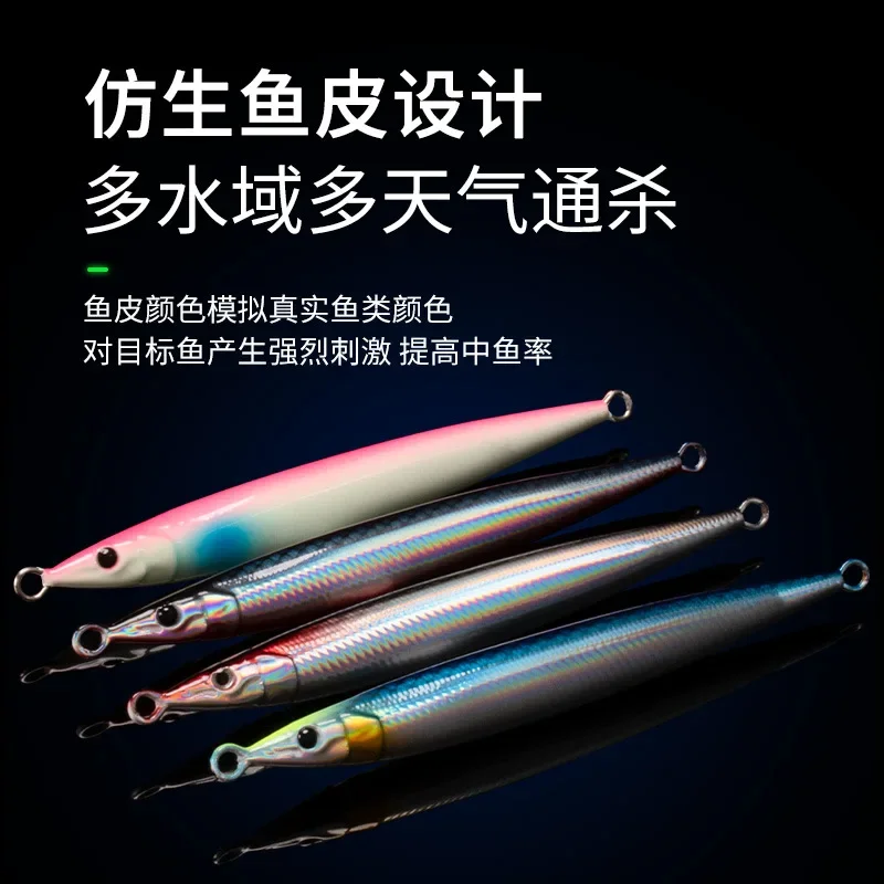 Señuelo de plantilla de Metal de agua salada, 60g, 80g, 100g, cebo vivo lento, plantillas de pesca en vivo, Jigging, barco, señuelo de pesca de mar - imagen 4