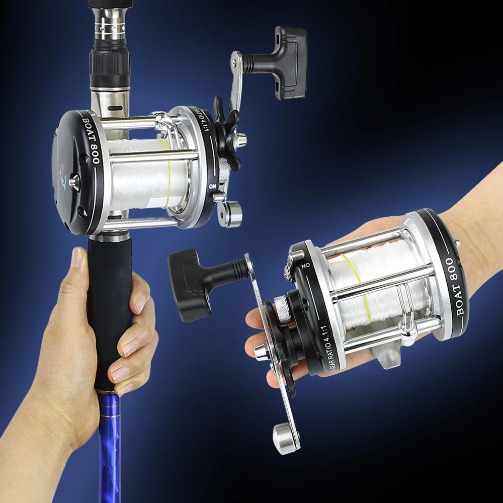 Spinpoler carrete de pesca de fundición de cebo para mano derecha, cuerpo de Metal con Sufix #10, línea de barco de agua salada para peces de juego grande, trucha, muskkie - imagen 2