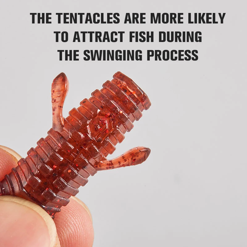 ZUKIBO 8/9 Uds palo flotante gusano señuelo de plástico suave 55/65/75mm cebo de pesca Artificial de camarones carpa lubina Swimbait de silicona - imagen 5