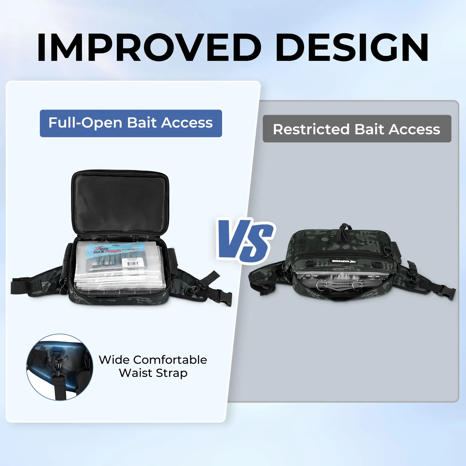Bolsa de cintura KastKing BaitSpace – Bolsa de almacenamiento de aparejos impermeable con cinturón ajustable, riñonera de pesca para hombres, Organi de cebo suave - imagen 2