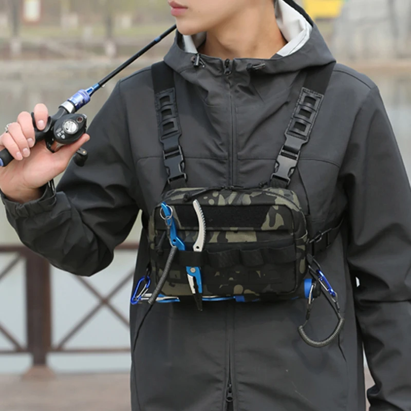 Bolsas de pecho tácticas de pesca, chaleco, riñonera para deportes al aire libre, Camping, senderismo, ciclismo, escalada, EDC, bolsa de aparejo, bolsa de Señuelos de Pesca - imagen 3