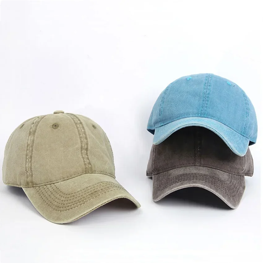 Sombreros ajustables de moda de Color sólido para hombres y mujeres Unisex al aire libre de algodón hecho sombrero viejo cola de caballo gorras de béisbol gorra Casual Simple - imagen 5