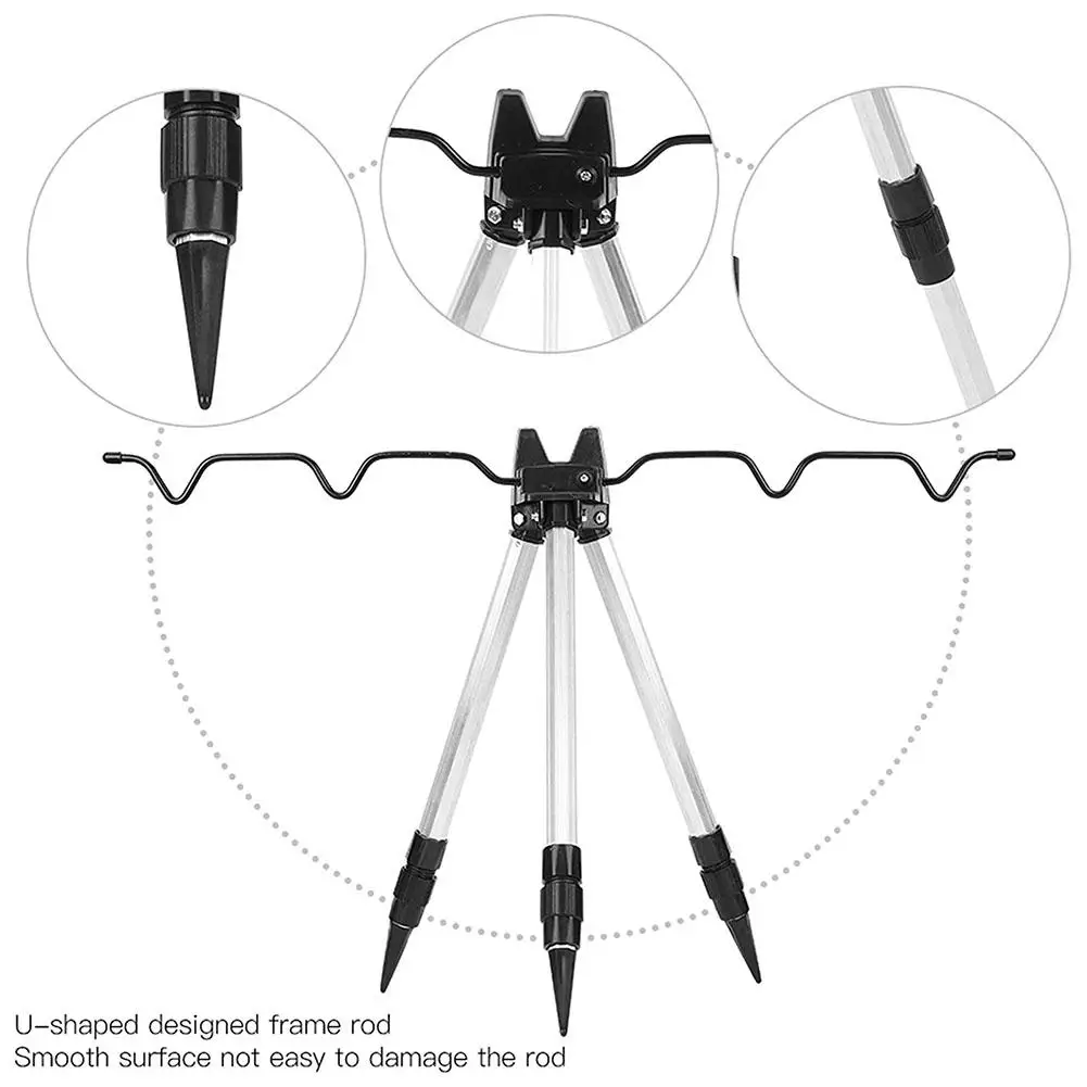 Soporte de caña de pescar telescópico, trípode de aleación de aluminio plegable, grueso, portátil - imagen 4