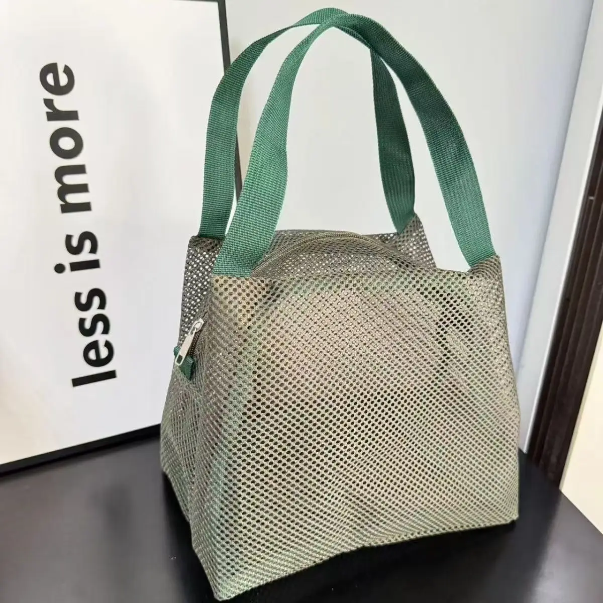 Bolsa de malla con cremallera de gran capacidad, bolsa de almuerzo, bolsa de playa para lavado, Estuche de transporte, neceser de viaje, bolsa de maquillaje, bolsa de cosméticos portátil
