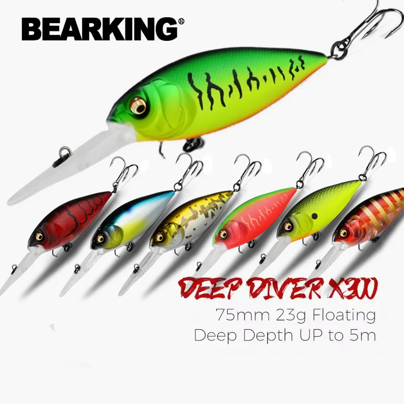 C74 BEARKING 7,5 cm 23g profundidad flotante hasta 5m Señuelos de pesca artificiales manivela calidad Wobblers cebos Crankbaits aparejos de pesca