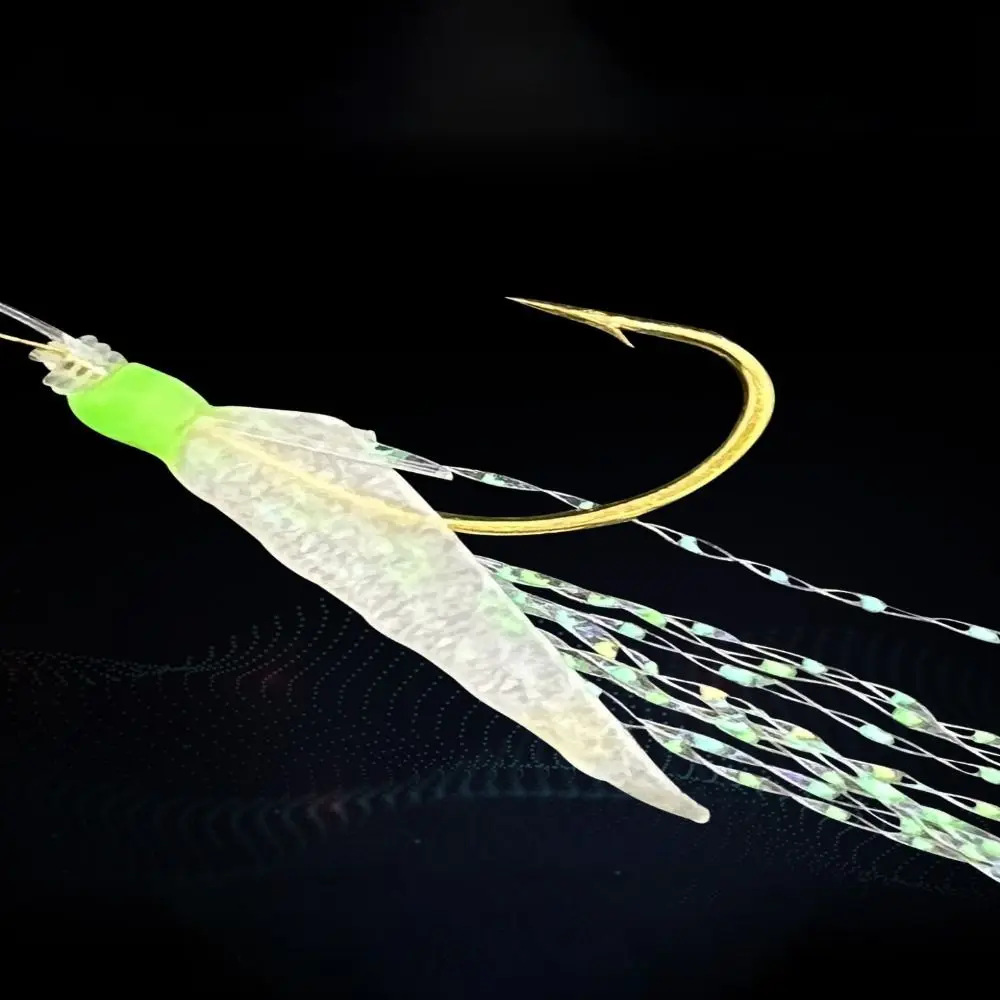 Sabiki-Señuelos de Pesca artificiales para agua salada, anzuelos de cuerda de piel de pescado con cuentas luminosas, gancho de pluma con broche giratorio, 1 paquete - imagen 5