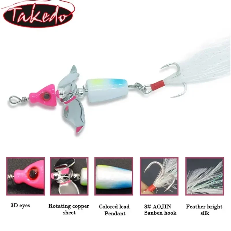 TAKEDO LX04 45MM 11G hélice señuelo de pesca Spinner cuchara cebo Jigbait Wobbers señuelo Swimbait para lubina trucha Pike - imagen 4