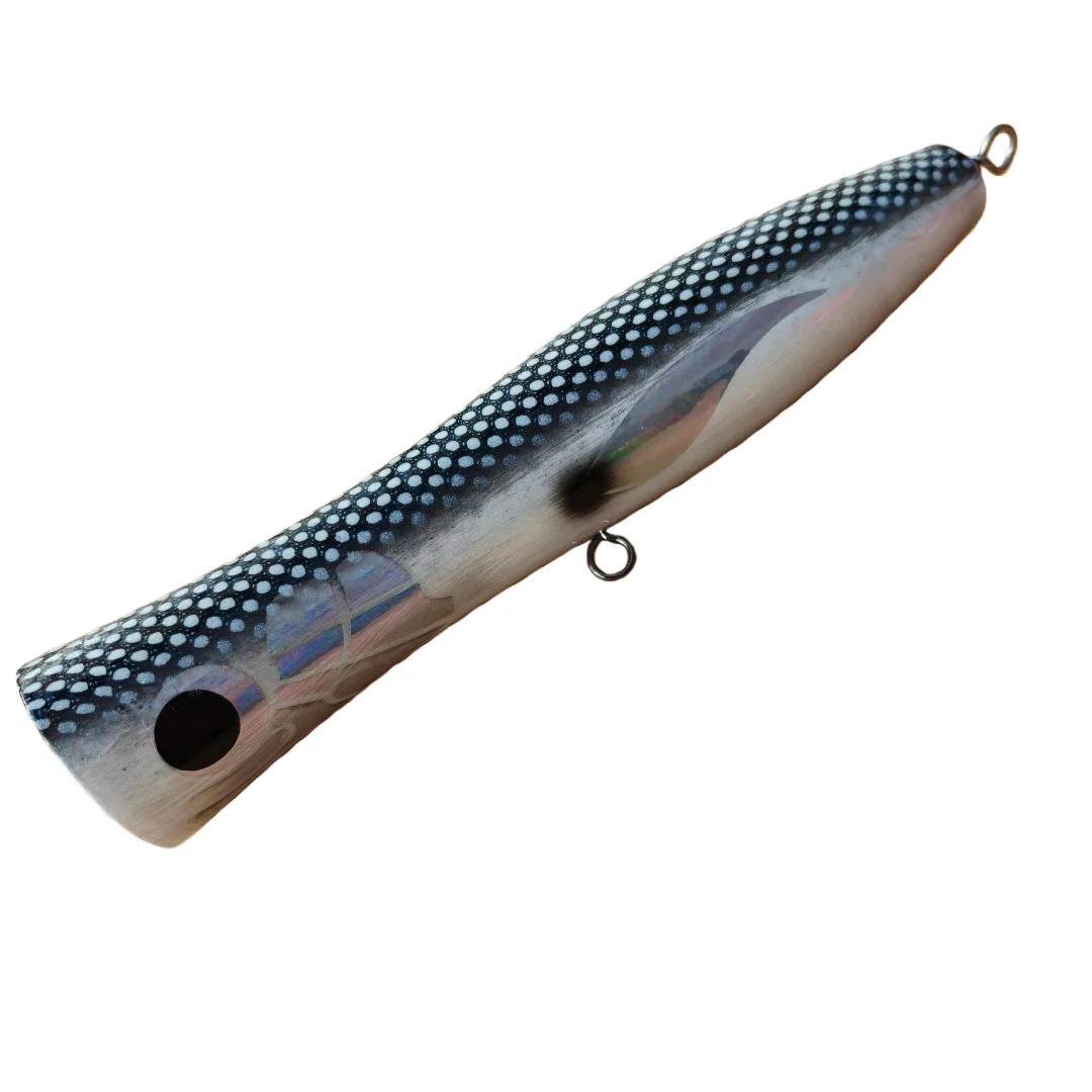 Swolfy-señuelo Popper de madera para agua salada, superficie Topwater, cebo de curricán de madera, barco de aguas profundas, 22cm/118g