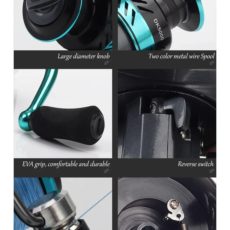 Carrete de pesca giratorio, potencia de arrastre de 16KG, fuerza de frenado, alta velocidad, 800-7000, Ultra suave, potente - imagen 5