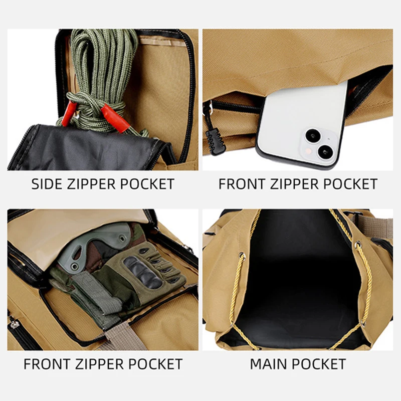 Mochila táctica de pesca expandible para senderismo, Camping, escalada, senderismo, bolsa de equipaje Molle, mochila grande para deportes de viaje al aire libre - imagen 5