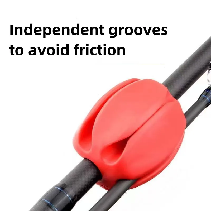Caña de pescar de 2 uds., vainas de varilla de bola fija, Mini protección anticolisión, soporte Retractor de caña de pescar, tapón de caña de pescar, aparejos de silicona - imagen 3