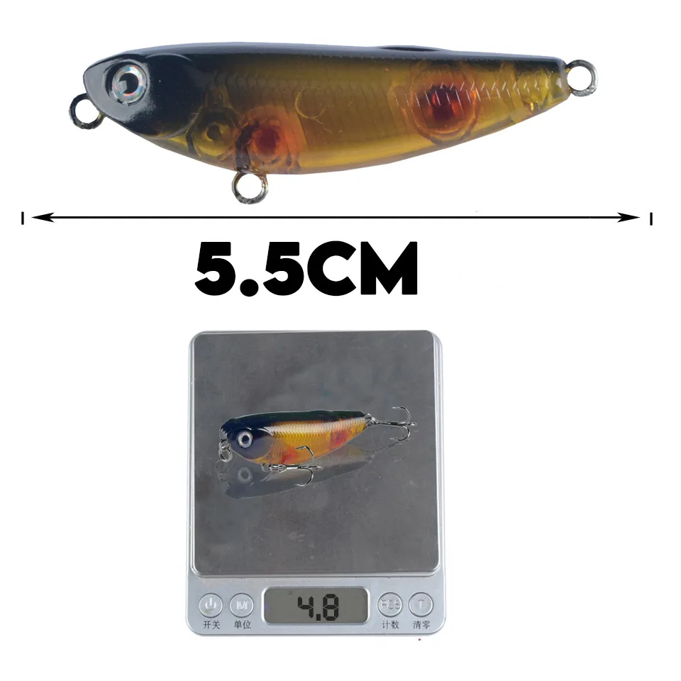 Mini señuelos duros de Lucio, cebos artificiales con anzuelo triple, aparejos para nadar, 5cm, 4,8g, 1 unidad - imagen 4