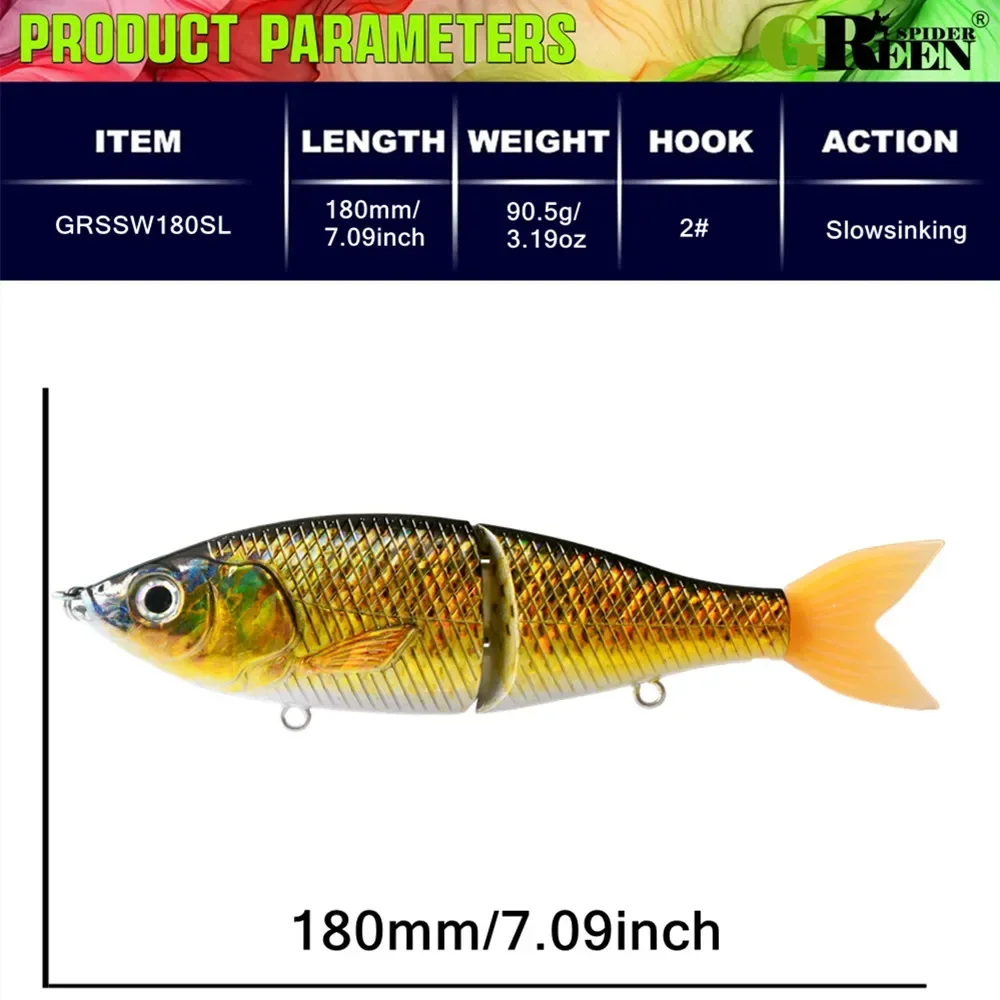Greenspider Swimbait Articulado 180mm – Ojos 3D para Pesca en Mar - imagen 3