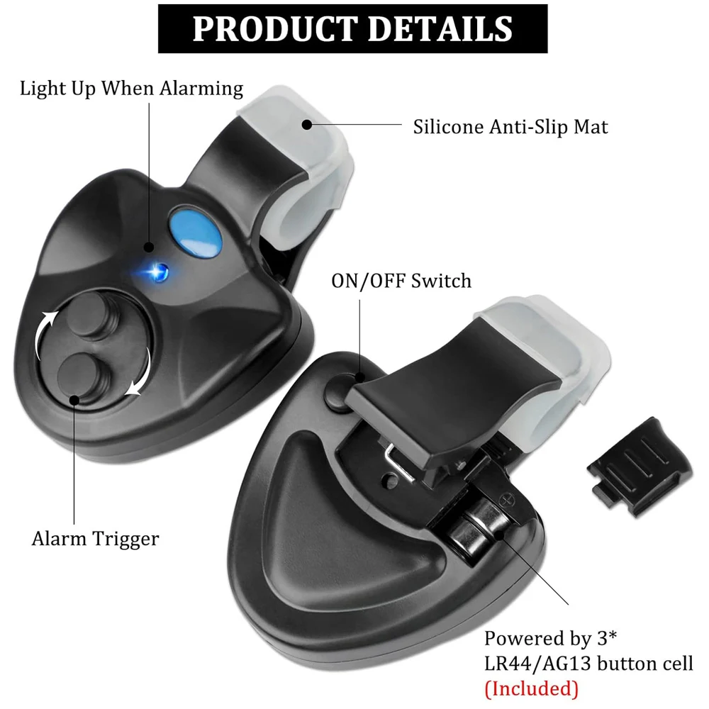 Juego de rizador de pesca de carpa, caña electrónica, indicador de luz LED, alarma de sonido para morder pescado, Sensor de campana, accesorios nocturnos para baterías de poste - imagen 3