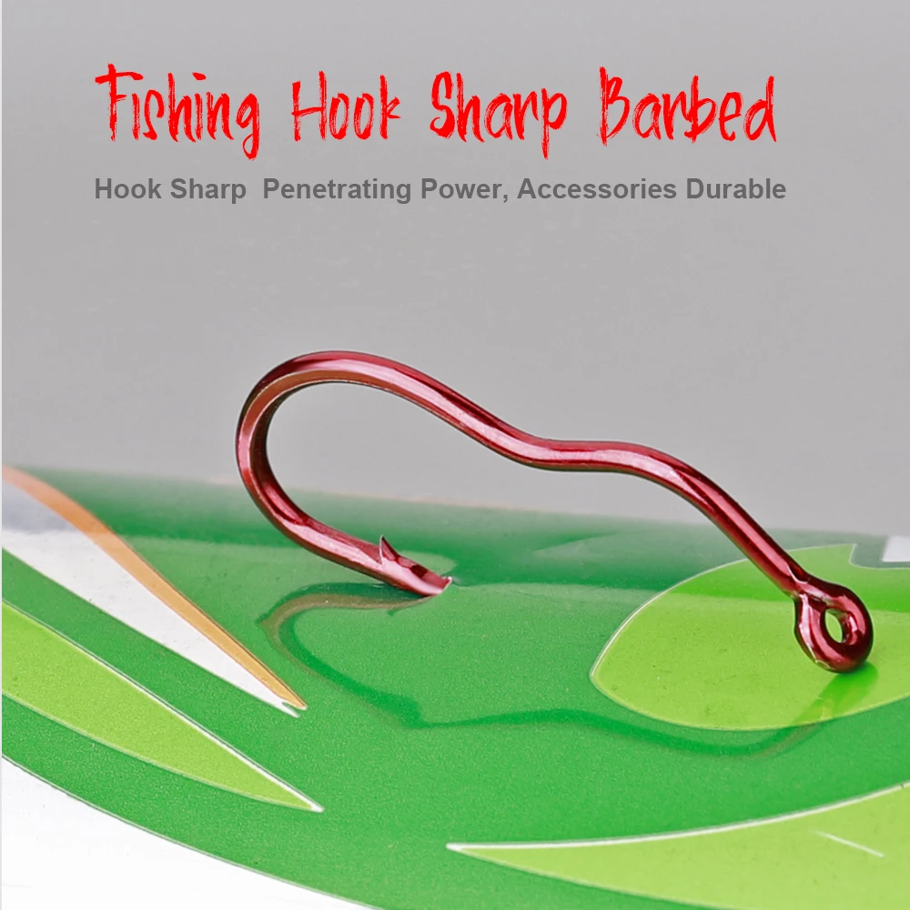 FTK 12/24 Uds anzuelos de pesca de acero rico en carbono con anillo 5-14 #   Anzuelo de púas afilado con tapa automática para accesorios de pesca de carpa - imagen 5