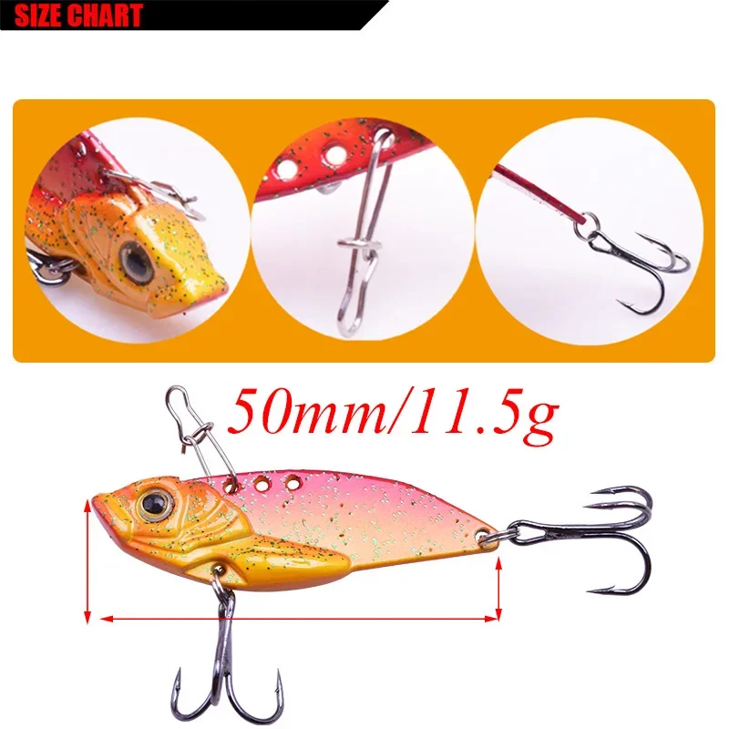 Señuelo de pesca VIB de Metal, cuchara vibratoria, 5cm, 11,5g, Crankbait, cebo duro Artificial VIB, cigarra, aparejos de pesca que se hunden, 1 ud. - imagen 3
