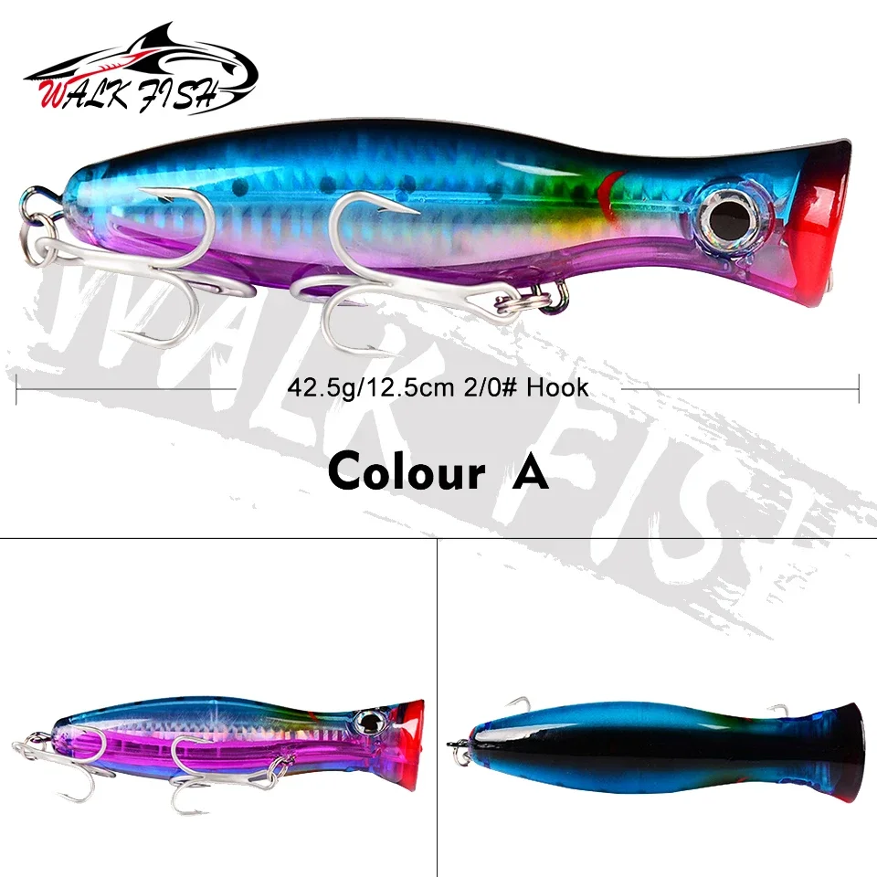 WALK FISH 12,5 cm 42,5g gran juego Popper Señuelos de Pesca agua salada señuelo de Pesca de mar Isca Pesca Wobblers señuelo cebo de plástico Artificial - imagen 4