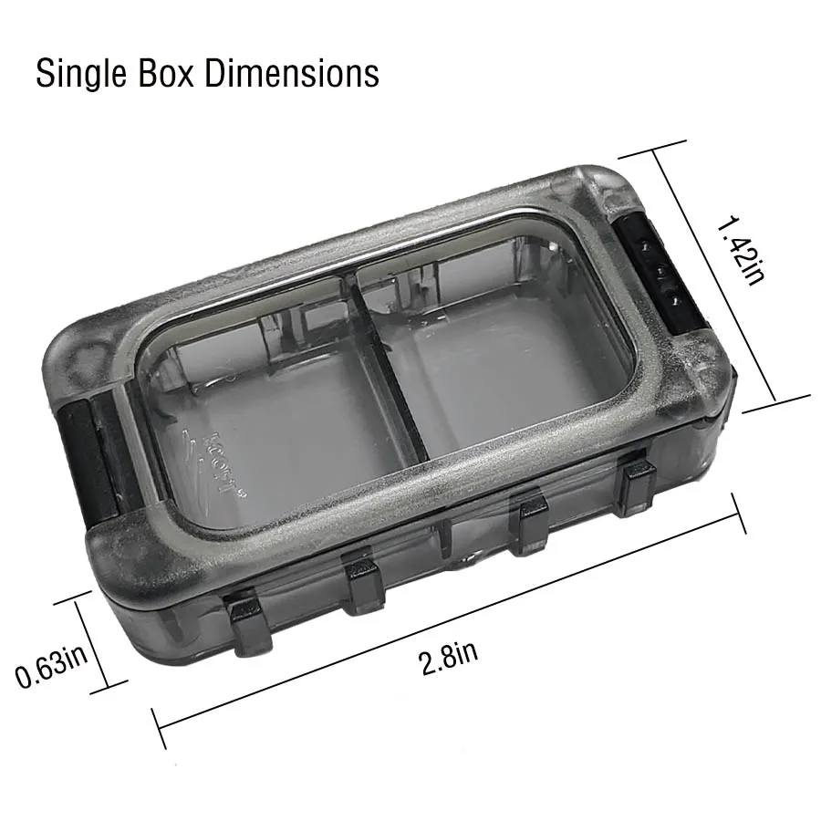Mini caja de pesca, 1 Uds., luminosa, impermeable, pequeña caja de accesorios, extraíble, ensamblar libremente, organizador, 2 compartimentos, caja de bolsillo - imagen 3