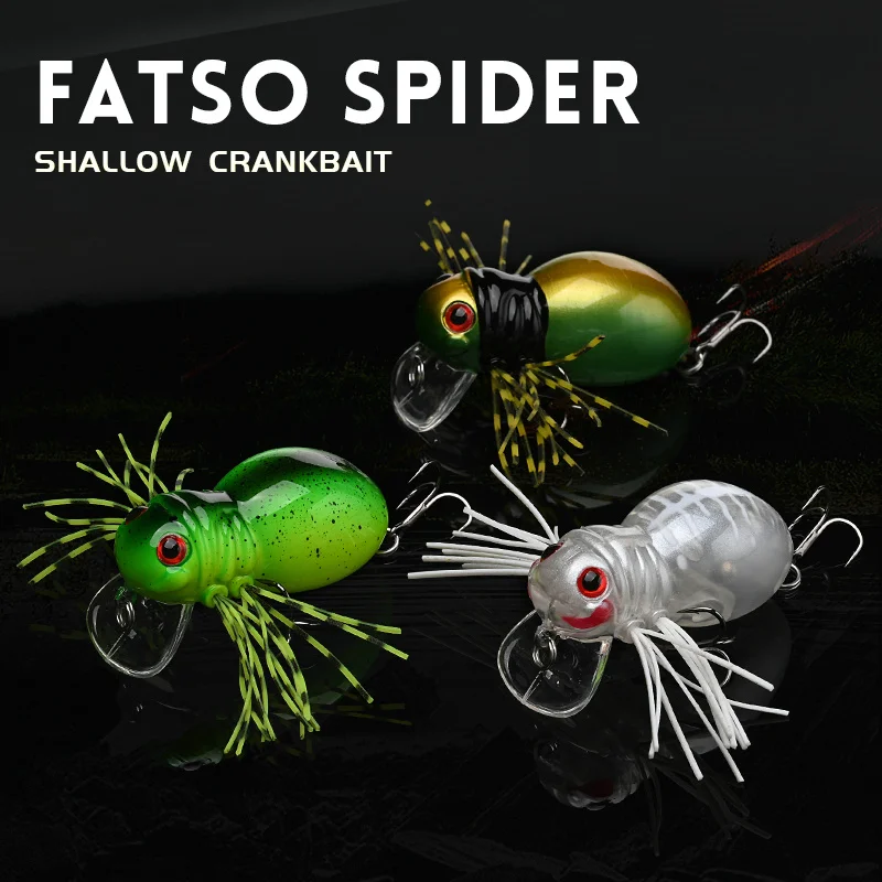 ALLBLUE FATSO SPIDER Topwater Crankbait poco profundo 41MM 6,2G señuelo de pesca de insectos rodante cebo Wobbler aparejos de Lucio de agua dulce - imagen 2