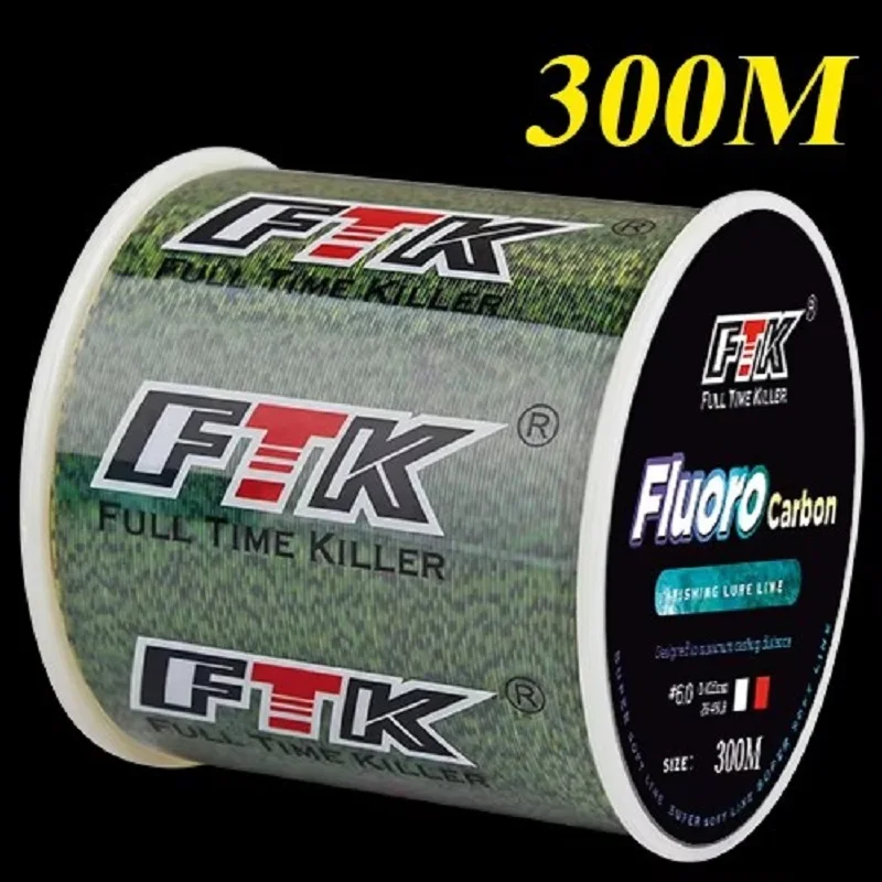 FTK-sedal de pesca de fluorocarbono de 300M, ocultar Japón, fregadero de 0,14mm-0,5mm, revestimiento de fibra de carbono, línea de carpa, accesorios de alambre fuerte
