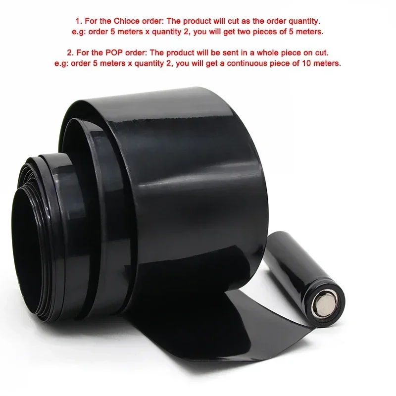 Paquete de batería de tubo termorretráctil de PVC 18650, ancho negro 29,5mm ~ 300mm, película de protección aislada, envoltura de funda de litio, funda de Cable - imagen 4