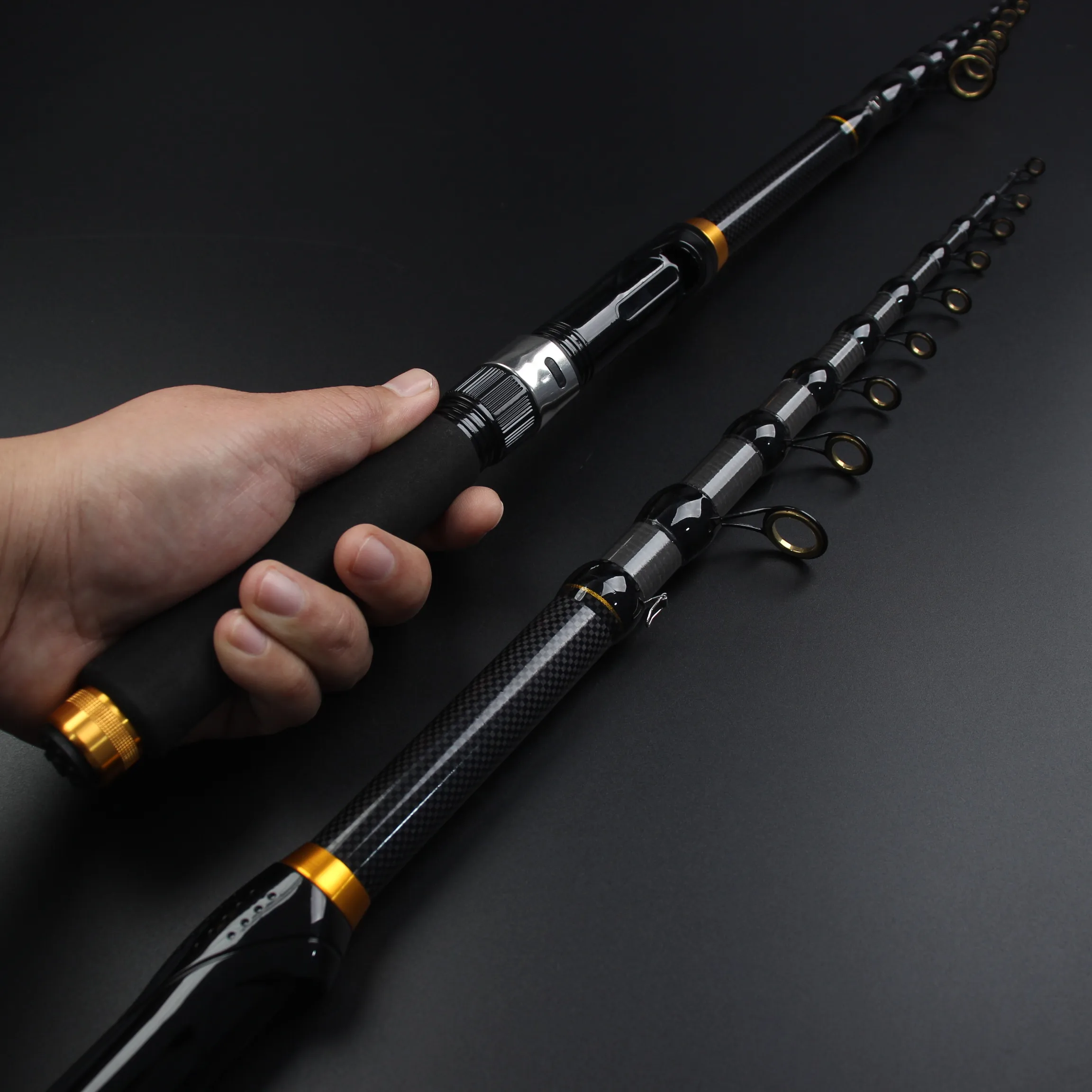 Caña de pescar de mar compacta telescópica M Power acción rápida fibra de carbono portátil para playa barco corriente lago agua dulce agua salada - imagen 3