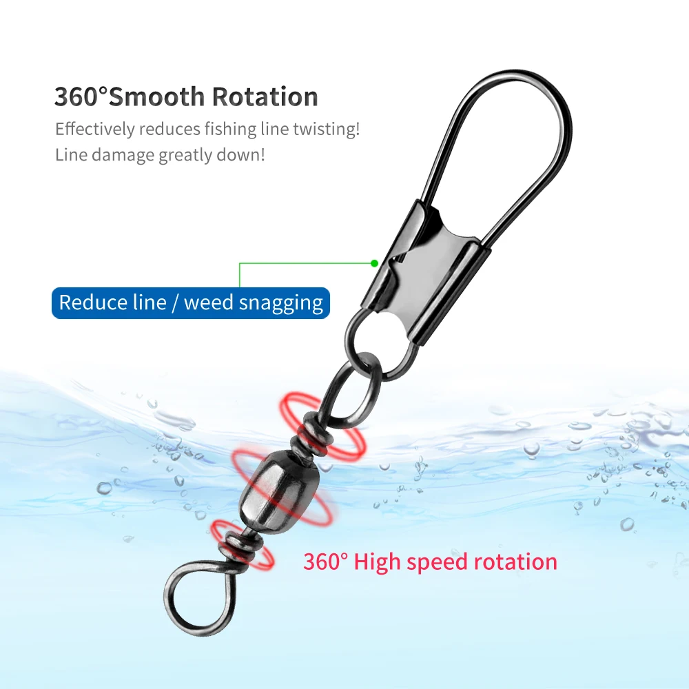 ILURE 40 piezas señuelo para anzuelo giratorio tamaño 6 # -10 #   Conector de pesca, rodamiento de Pin, aparejos giratorios para carpa - imagen 3