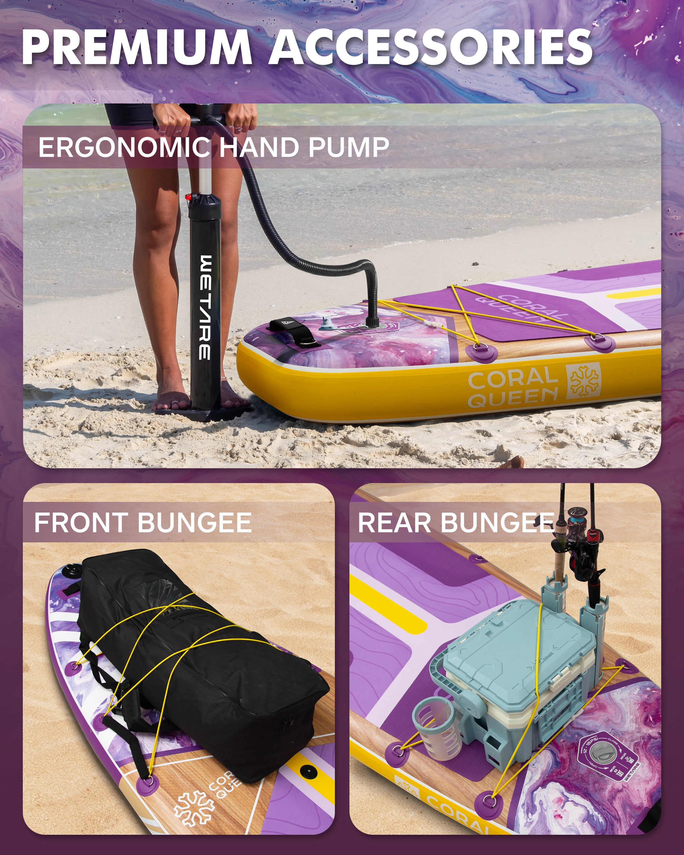 Tabla de Paddle inflable Extra ancha impermeable Myboat WETARE 11'6 ''x 35'' x 6'' pesca acuática de estilo de pie para adultos con accesorios - imagen 5