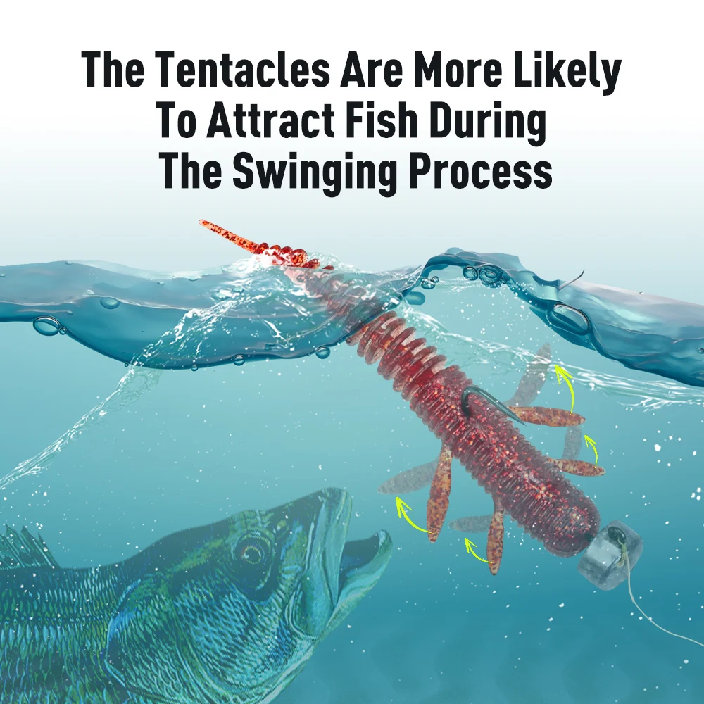 Kingdom Dancing-señuelo suave de gusano para pesca, 1,7g, 2,7g, 60mm, 75mm, S, flotante, TPE, Swimbaits, olor a pescado, señuelo de lubina Artificial - imagen 5