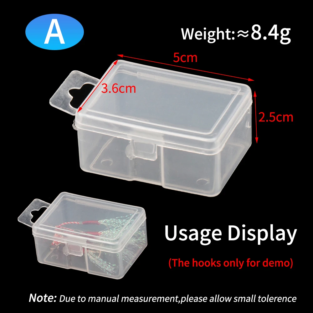 ICERIO-caja pequeña de plástico para aparejos de pesca, cajas de estropajo portátiles transparentes para pesca de moscas, señuelos, anzuelos, accesorios, 4 tamaños - imagen 2
