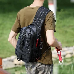 Bolsa de pesca multifunción para senderismo al aire libre, mochila táctica con ventilador militar de camuflaje para hombres y mujeres, bolsas de pecho para acampar, viajar y montar