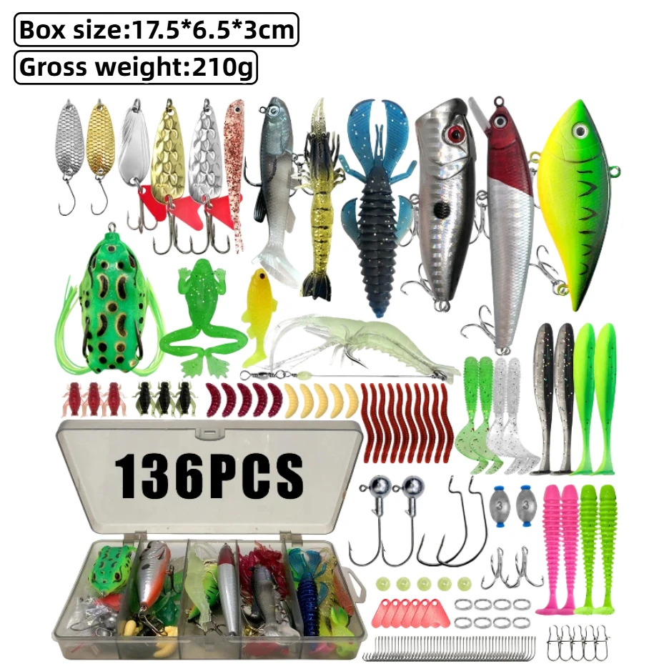 JSFUN 86/88/136/366 Uds Kit de Señuelos de Pesca para trucha/pike/bajo juego de pesca multiseñuelo aparejos en capas caja de aparejos de equipo profesional - imagen 5