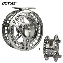 Goture carrete mosca CNC rueda grande reversible