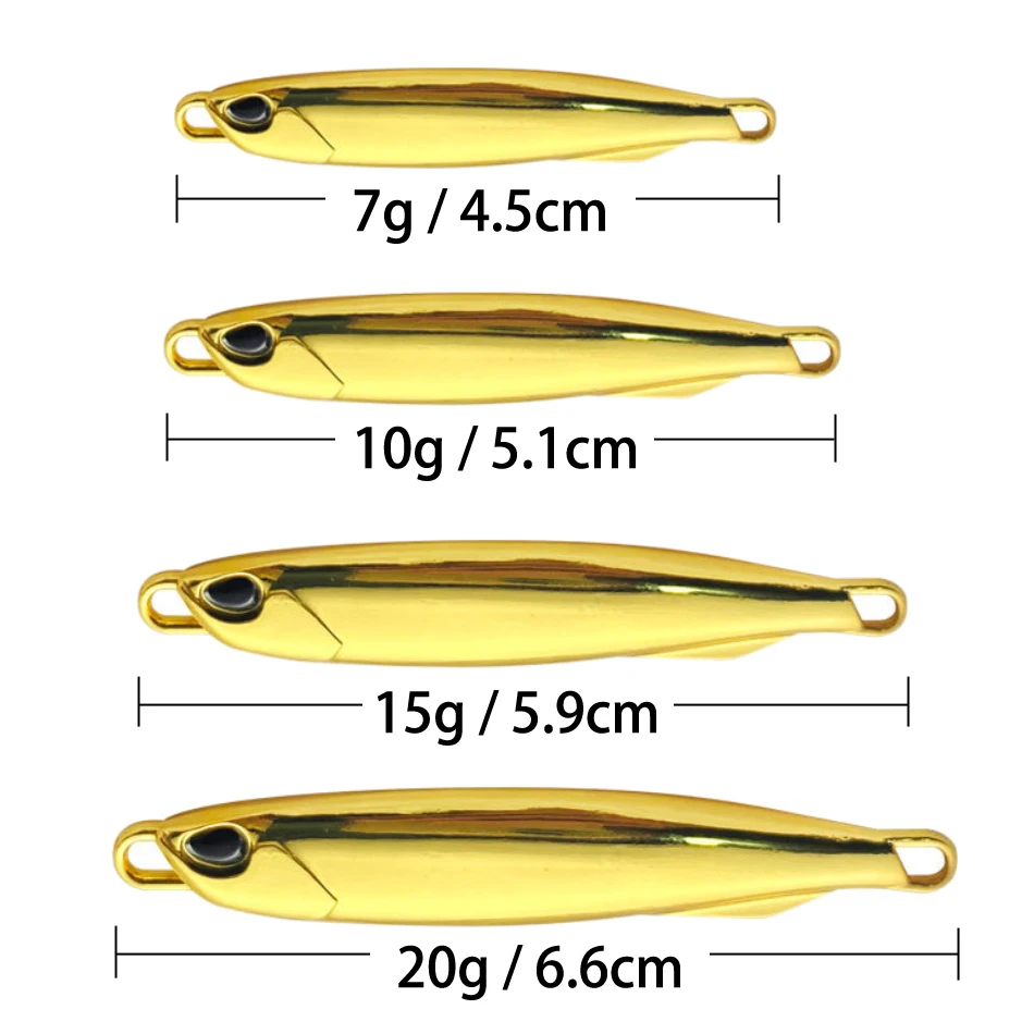 Cebo Biónico de estilo japonés, cebo de pesca de pipeta de agua dulce y salada, aleación de zinc, placa de hierro larga, 7g/10g/15g/20g, 2 unidades por lote - imagen 3