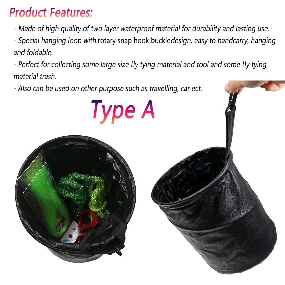 Bimoo-Mini cubo de basura de pesca, cesta de residuos impermeable, herramientas de atado de moscas, bandeja de basura para acampar, Cubo de almacenamiento, aparejos de pesca, 1PC - imagen 5