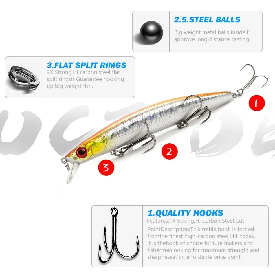 MOOKZZ-señuelo de pesca flotante MINNOW, 140MM, 29G, 120MM, 19G, cebo duro - imagen 5