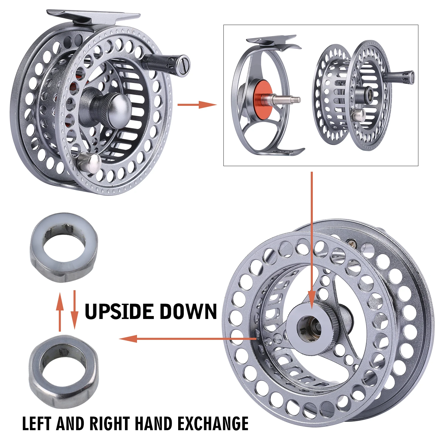 Carrete de pesca con mosca Sougayilang 2 + 1 BB, carrete de aleación de aluminio CNC de fundición alta, carretes para moscas, aparejos de pesca, perca, trucha, agua dulce - imagen 3