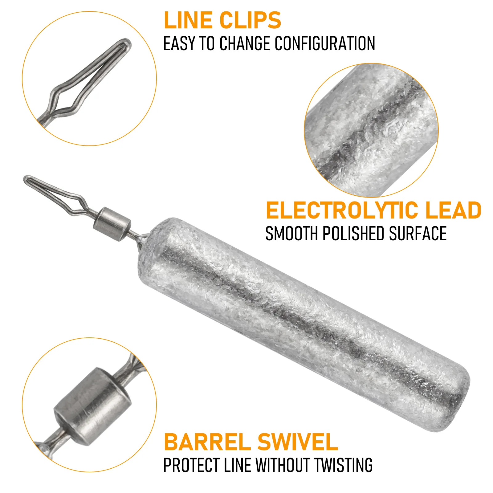 Pesas de pesca de tiro caído, plomada de 3,5g-20g, lápiz de agua salada, peso a granel, plomada delgada, aparejo inferior, Lucio, 10 piezas - imagen 5