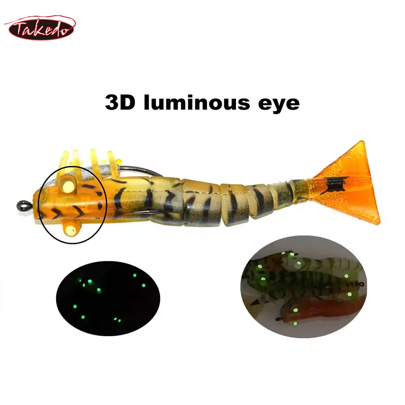 TAKEDO-Cebo de camarón de lubina, alta calidad, LV01B, 120mm, 17g, gancho VMC, cebo suave, Señuelos de Pesca - imagen 4