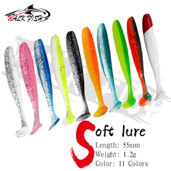 WALK FISH 55mm 1,2g señuelos blandos Señuelos de pesca cebos de plástico artificiales Wobblers pesca de carpa aparejos de silicona