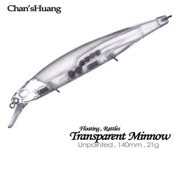 Chan'sHuang Minnow Flotante 14cm – Blanco natural para pesca