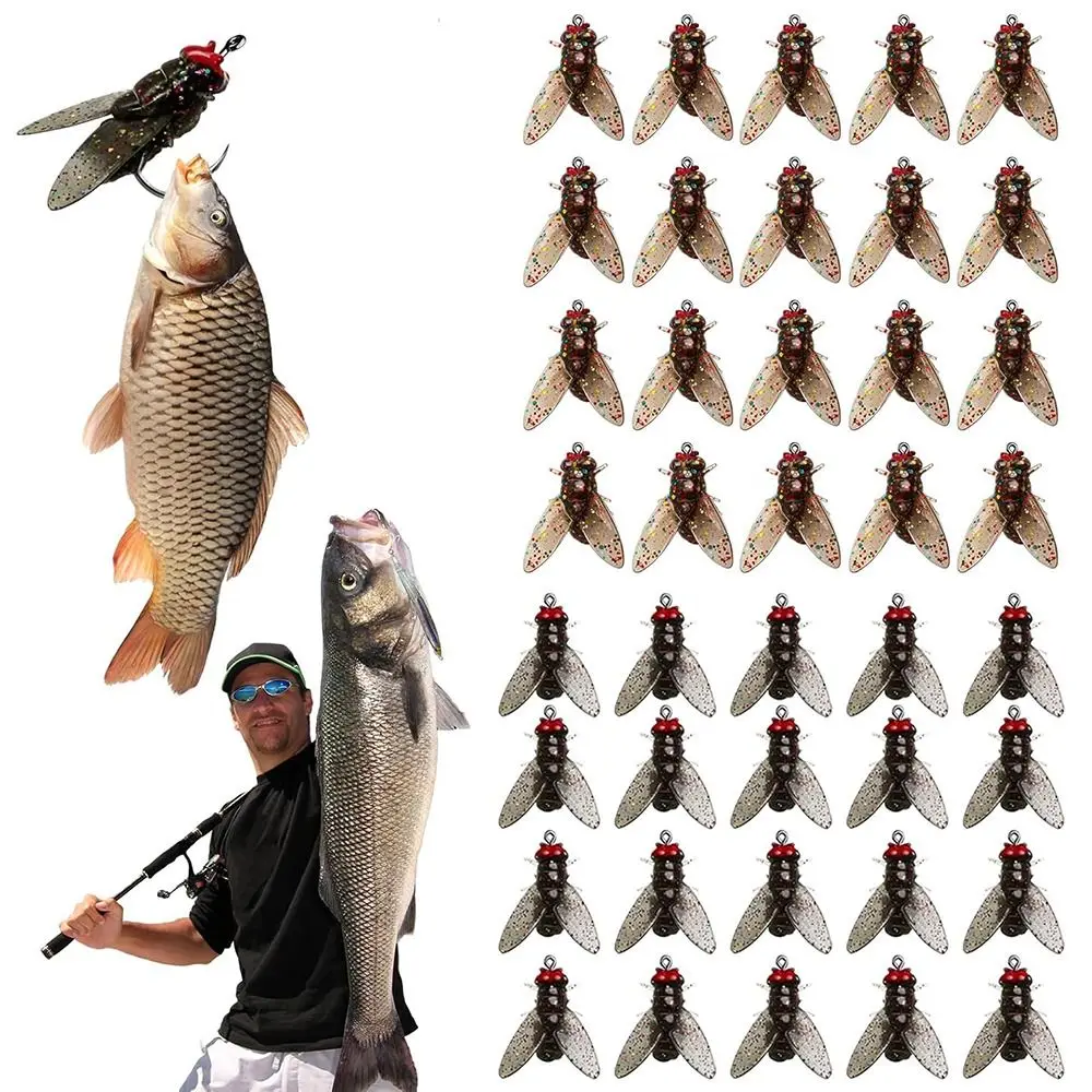 20 piezas anzuelo afilado cebo de pesca con mosca biónico moscas simuladas moscas duraderas Spinner cebos de natación 3 tamaños diferentes sabor a camarón - imagen 4